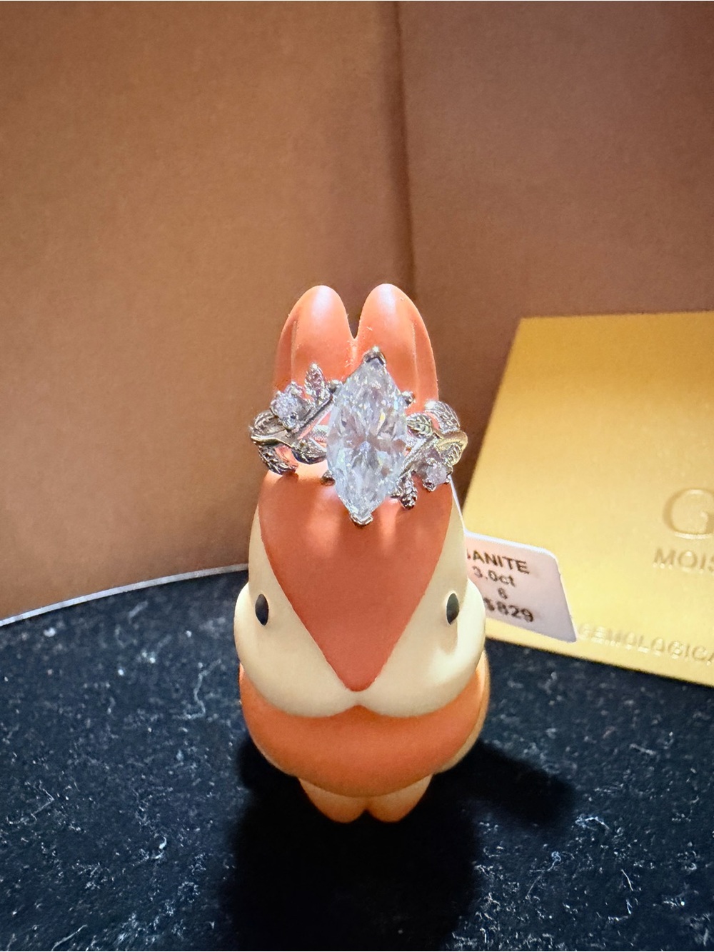 Marquise-Cut Moissanite Stone Silver Plated Ring